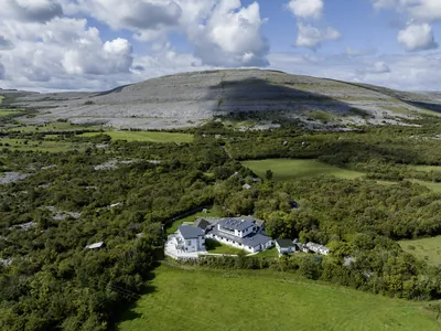 Aerial view of hill at Burren yoga retreat | Retreat venue