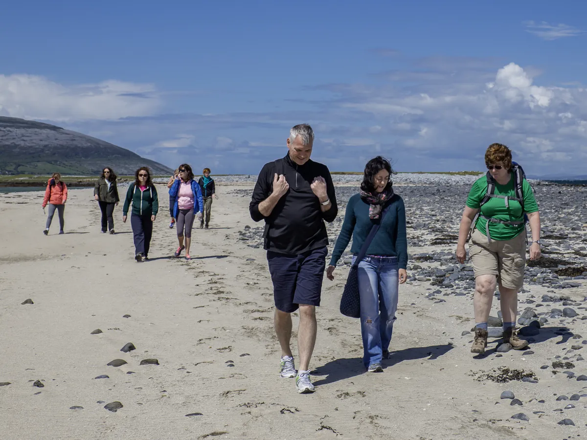 Group walking along sandy beach 1 | yoga teachers retreat