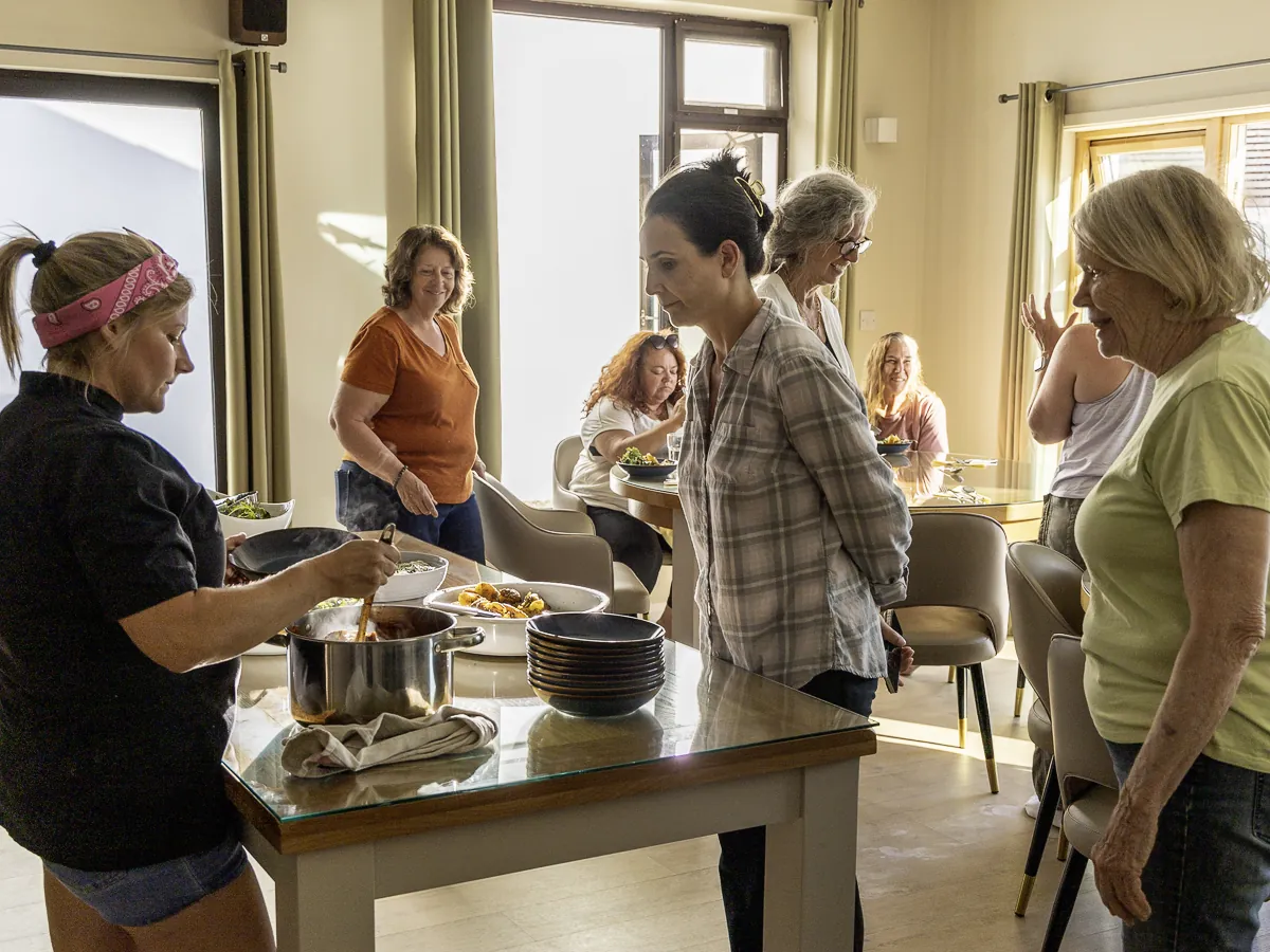 Guests waiting for dinner 1 | yoga teachers retreat