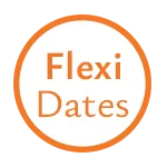 a white circle with orange text