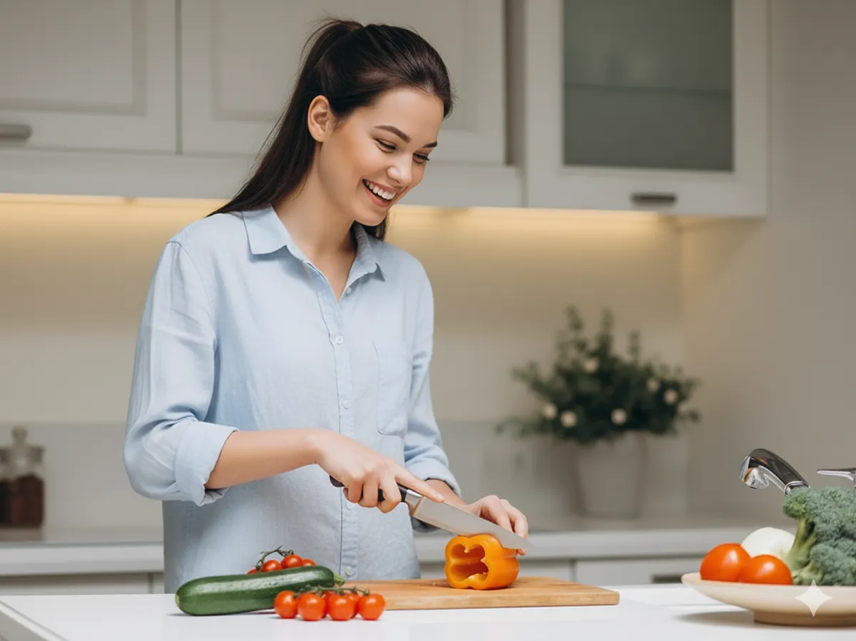 Young woman chef veg result | seeking chef